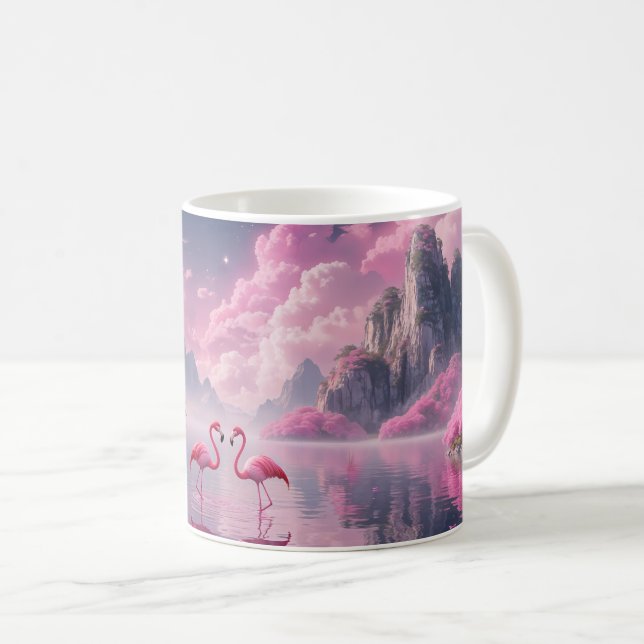 Flamingos in einer Traumwelt Kaffeetasse (VorderseiteRechts)