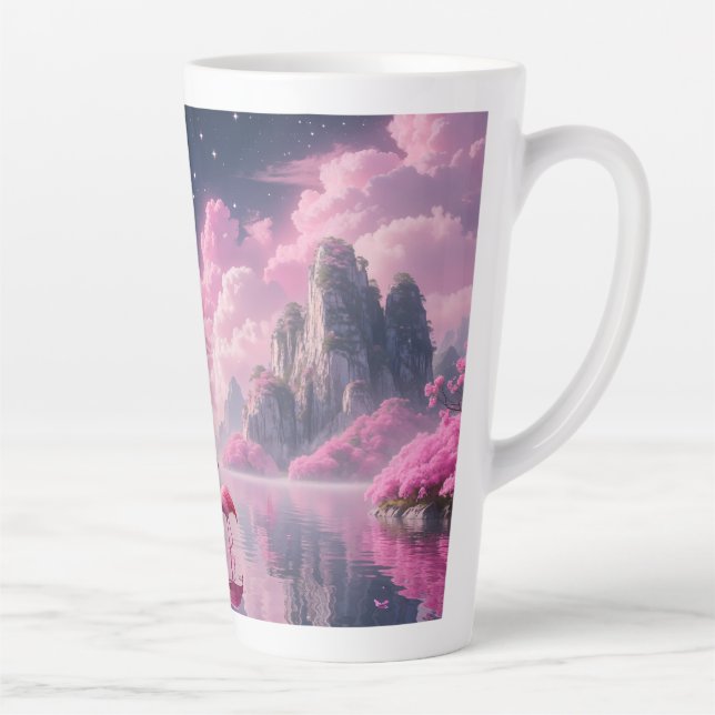Flamingos in einer Traumwelt Milchtasse (Rechts)