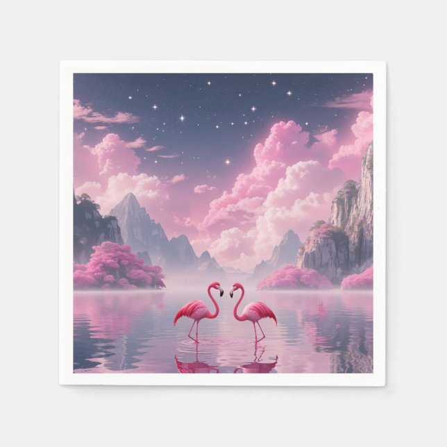 Flamingos in einer Traumwelt Serviette (Vorderseite)