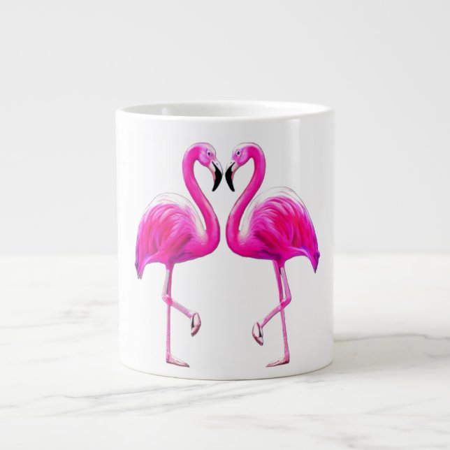Flamingos in Liebe Jumbo-Tasse (Vorderseite)