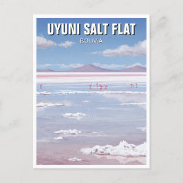 Flamingos in Uyuni Salt Flat Salar De Uyuni Postkarte