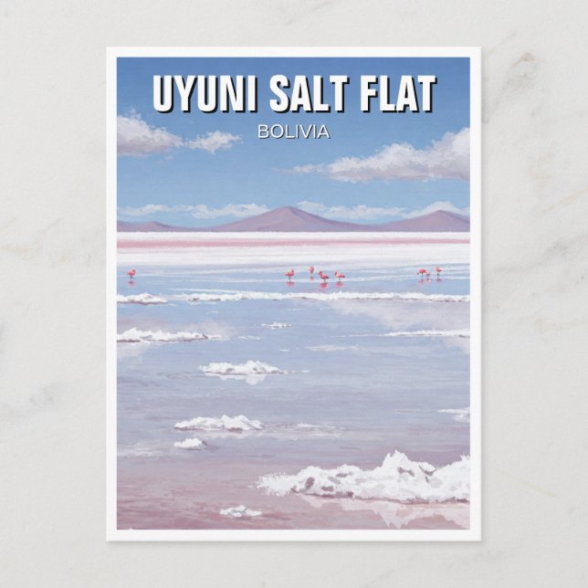 Flamingos in Uyuni Salt Flat Salar De Uyuni Postkarte (Vorderseite)