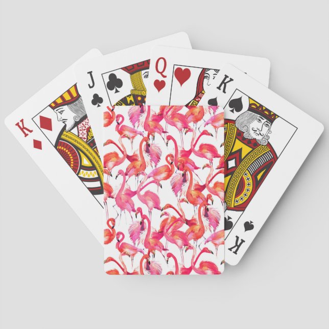 Flamingos in Wasserfarben Spielkarten (Rückseite)