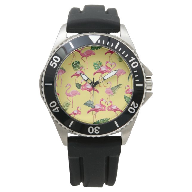 Flamingos Liebe Muster 3 Armbanduhr (Vorderseite)