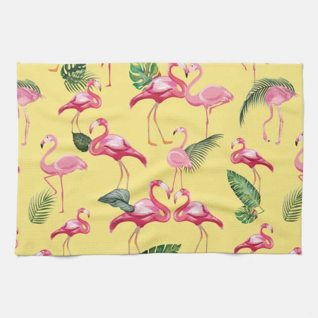 Flamingos Liebe Muster 3 Geschirrtuch (Horizontal)