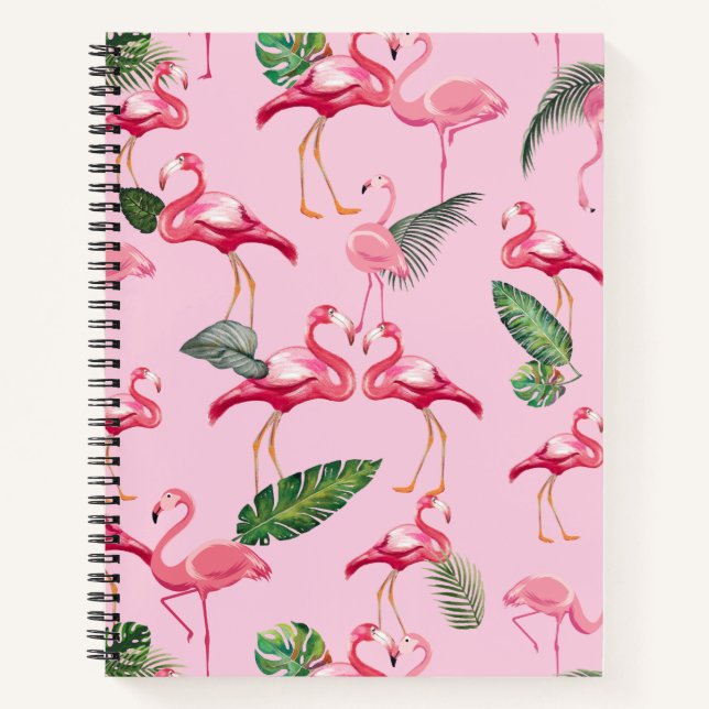 Flamingos-Liebe Muster 5 Notizbuch (Vorderseite)
