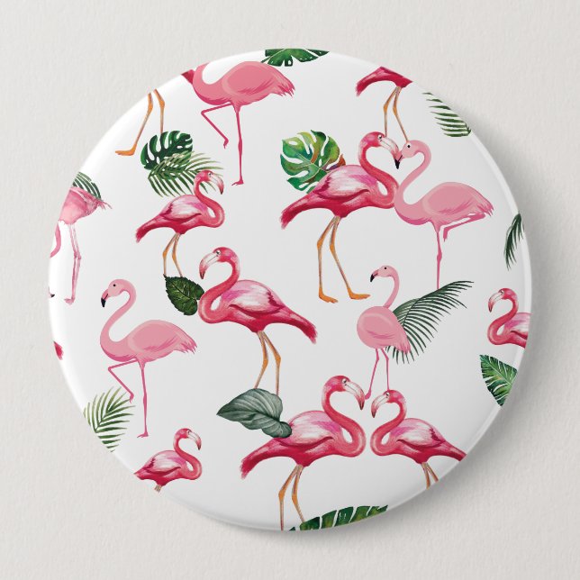Flamingos Liebe Pattern Button (Vorderseite)