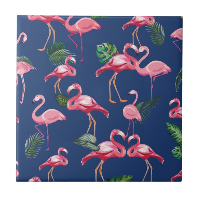 Flamingos Lieben Muster 2 Fliese (Vorderseite)