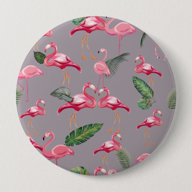 Flamingos lieben Muster 6 Button (Vorderseite)
