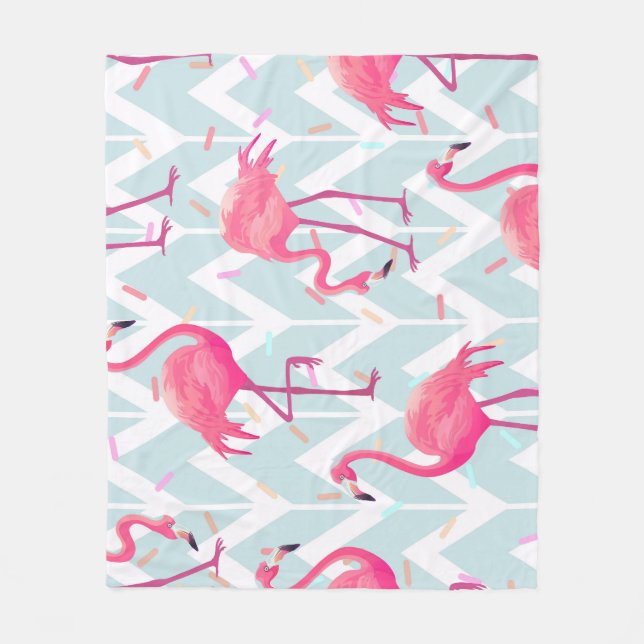 Flamingos Light Gray: Vintag tropisch. Fleecedecke (Vorderseite)