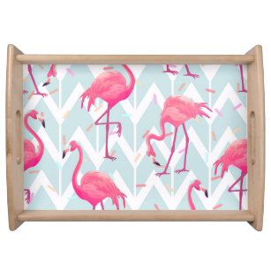 Flamingos Light Gray: Vintag tropisch. Serviertablett