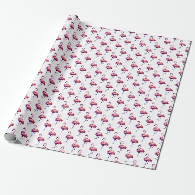 Flamingos mit Splash: Aquarellmuster. Geschenkpapier (Ungerollt)