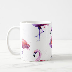 Flamingos mit Splash: Aquarellmuster. Kaffeetasse