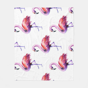 Flamingos mit Spritzern: Wasserfarbenmuster. Fleecedecke