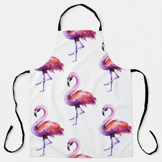 Flamingos mit Spritzern: Wasserfarbenmuster. Schürze (Vorderseite)