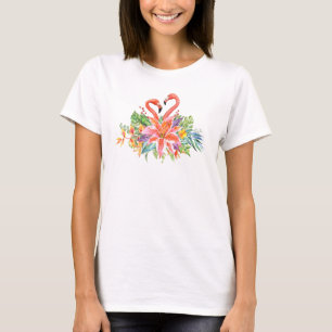 Flamingos mit tropischen Blume Bouquet T-Shirt