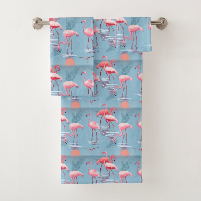 Flamingos Muster 1 Badhandtuch Set (Insitu)