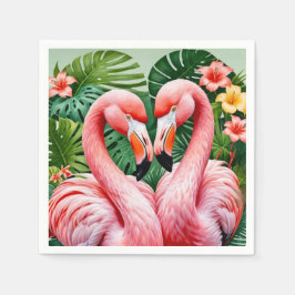 Flamingos Nacken rosa Herz tropisches Papier Napki Serviette