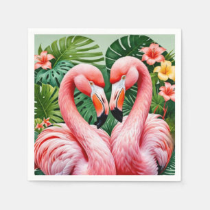 Flamingos Nacken rosa Herz tropisches Papier Napki Serviette