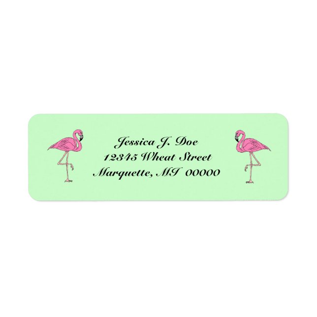 Flamingos-Paar rosa Rücksendeadressen-Aufkleber (Vorne)