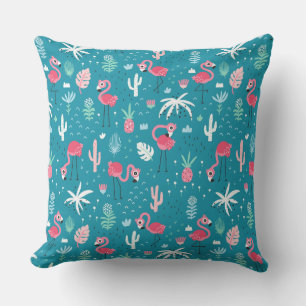 Flamingos, Palmen und Ananas, tropisch Kissen