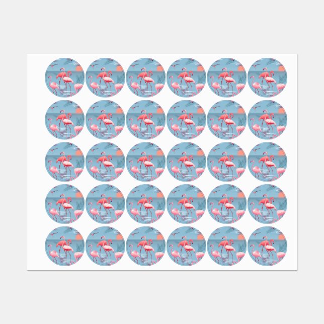 Flamingos Pattern 1 Etiketten (Blatt)
