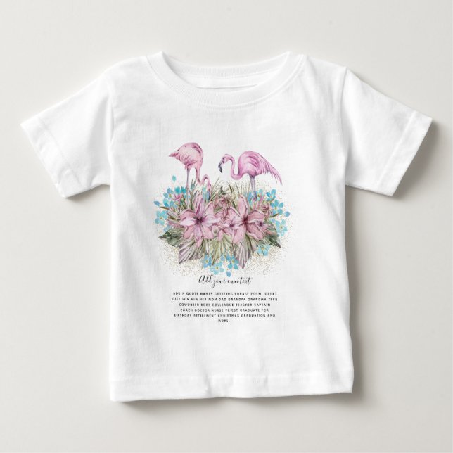 FLAMINGOS Personalisiert Baby T-shirt (Vorderseite)