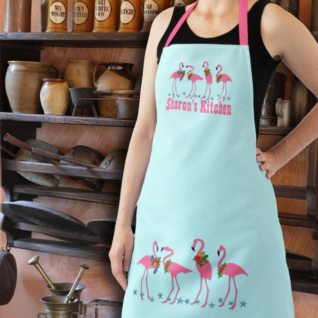 Flamingos Personalisiert Blue Schürze (Von Creator hochgeladen)