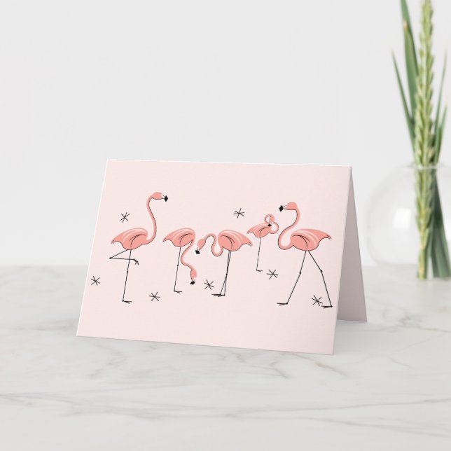 Flamingos Pink Group Text Grüße Karte (Vorderseite)