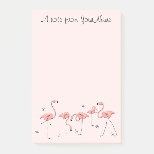Flamingos Pink Group "Text" Post-it Klebezettel (Vorderseite)