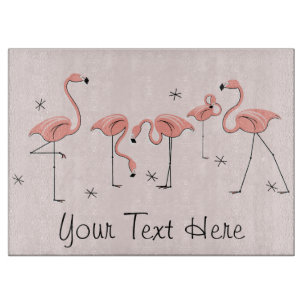 Flamingos Pink Gruppe Textschneider Schneidebrett