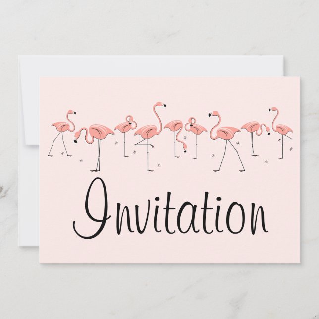 Flamingos Pink Line Einladung (Vorderseite)