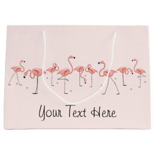 Flamingos Pink Line Geschenktasche groß Große Geschenktüte