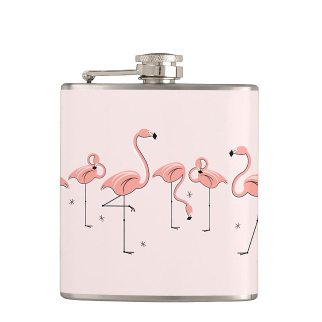Flamingos Pink Line umhüllter Kolben Flachmann (Vorderseite)