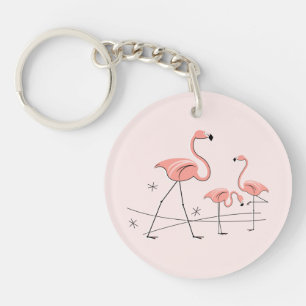 Flamingos Pink Trio 2 Acrylketten Schlüsselanhänger
