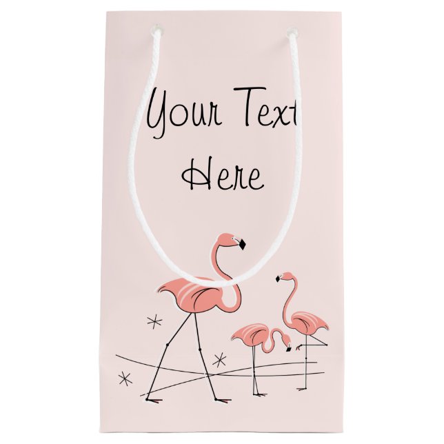 Flamingos Pink Trio 2 Text Geschenktasche klein Kleine Geschenktüte (Vorderseite)