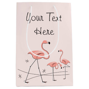 Flamingos Pink Trio 2 Text Geschenktasche mittelgr Mittlere Geschenktüte