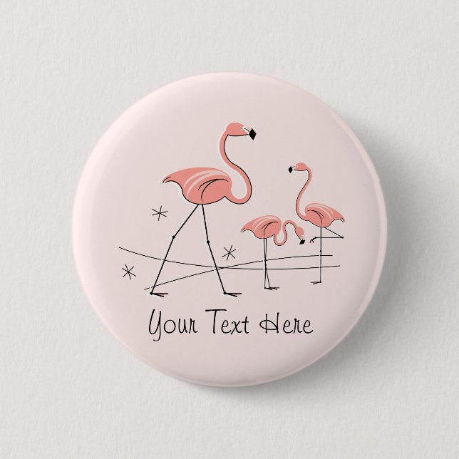 Flamingos Pink Trio 2 'Text'-Taste Button (Vorderseite)
