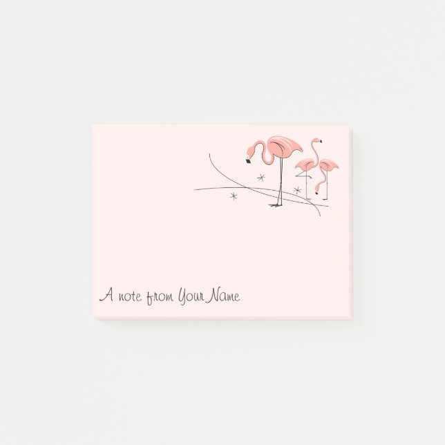 Flamingos Pink Trio 3 "Text" Post-it Klebezettel (Vorderseite)