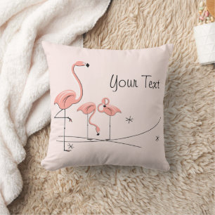 Flamingos Pink Trio 4 'Dein Text' Quadrat Kissen