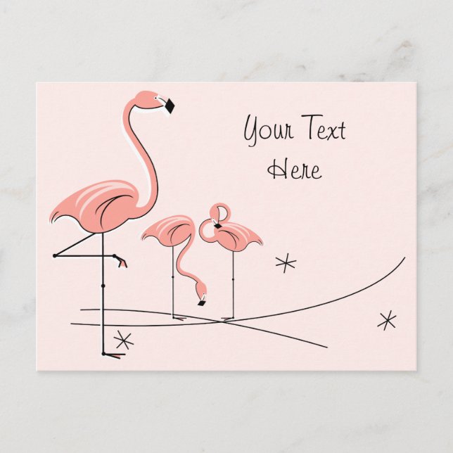Flamingos Pink Trio 4 Text Postkarte (Vorderseite)