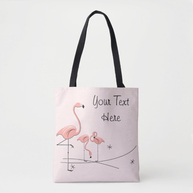 Flamingos Pink Trio 4 Text über Tasche (Vorderseite)