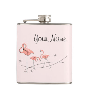 Flamingos Pink Trio Name umhüllte Flasche Flachmann