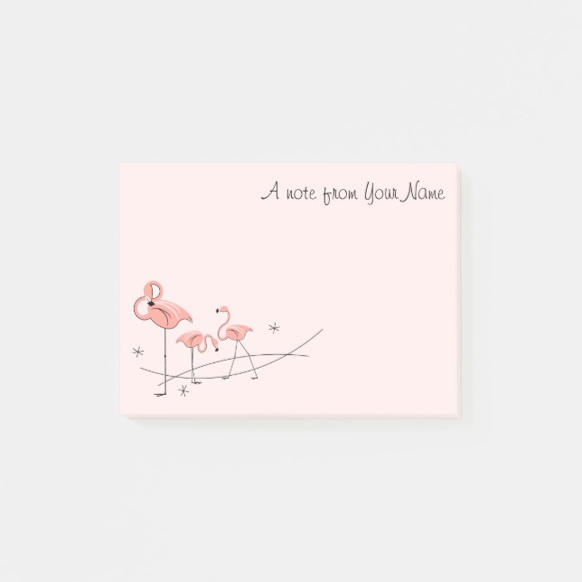 Flamingos Pink Trio "Text" Post-it Klebezettel (Vorderseite)