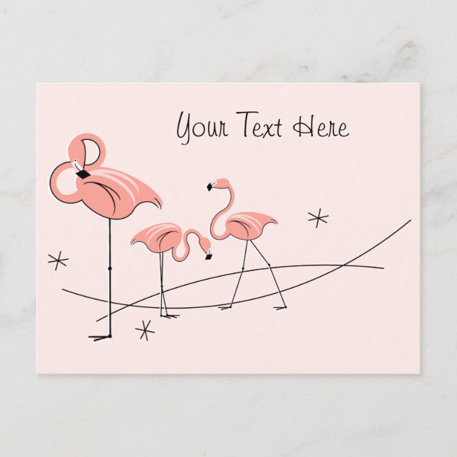 Flamingos Pink Trio Text Postkarte (Vorderseite)