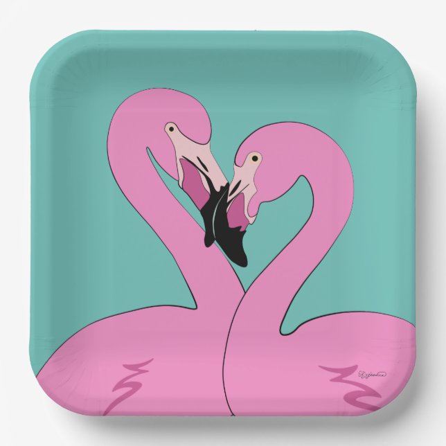 Flamingos Plate Pappteller (Vorderseite)