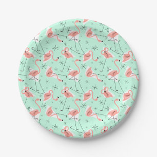 Flamingos Retro Green Multi Pappteller