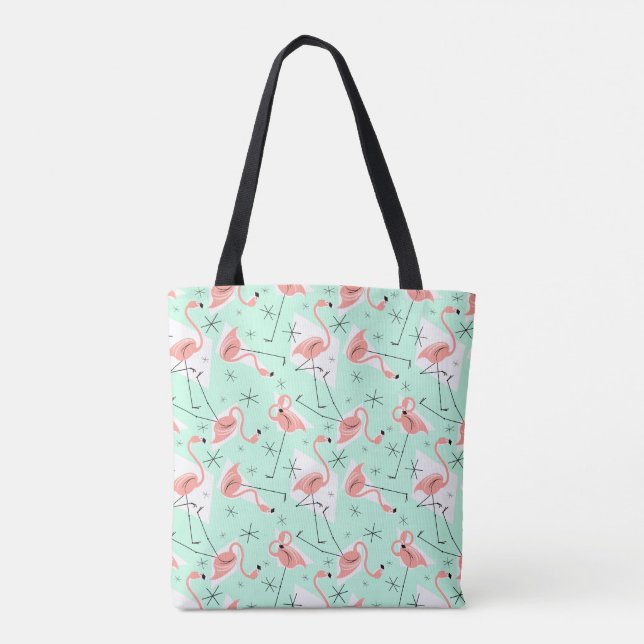 Flamingos Retro Green Multi über Tasche (Rückseite)