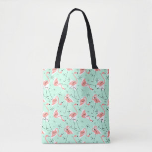 Flamingos Retro Green Multi über Totbeutel Tasche
