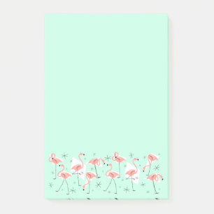 Flamingos Retro Green Wide Post-it-Note vertikal Post-it Klebezettel
